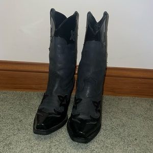 Black Leather Ariat Womens Cowgirl Boots size 8.5B